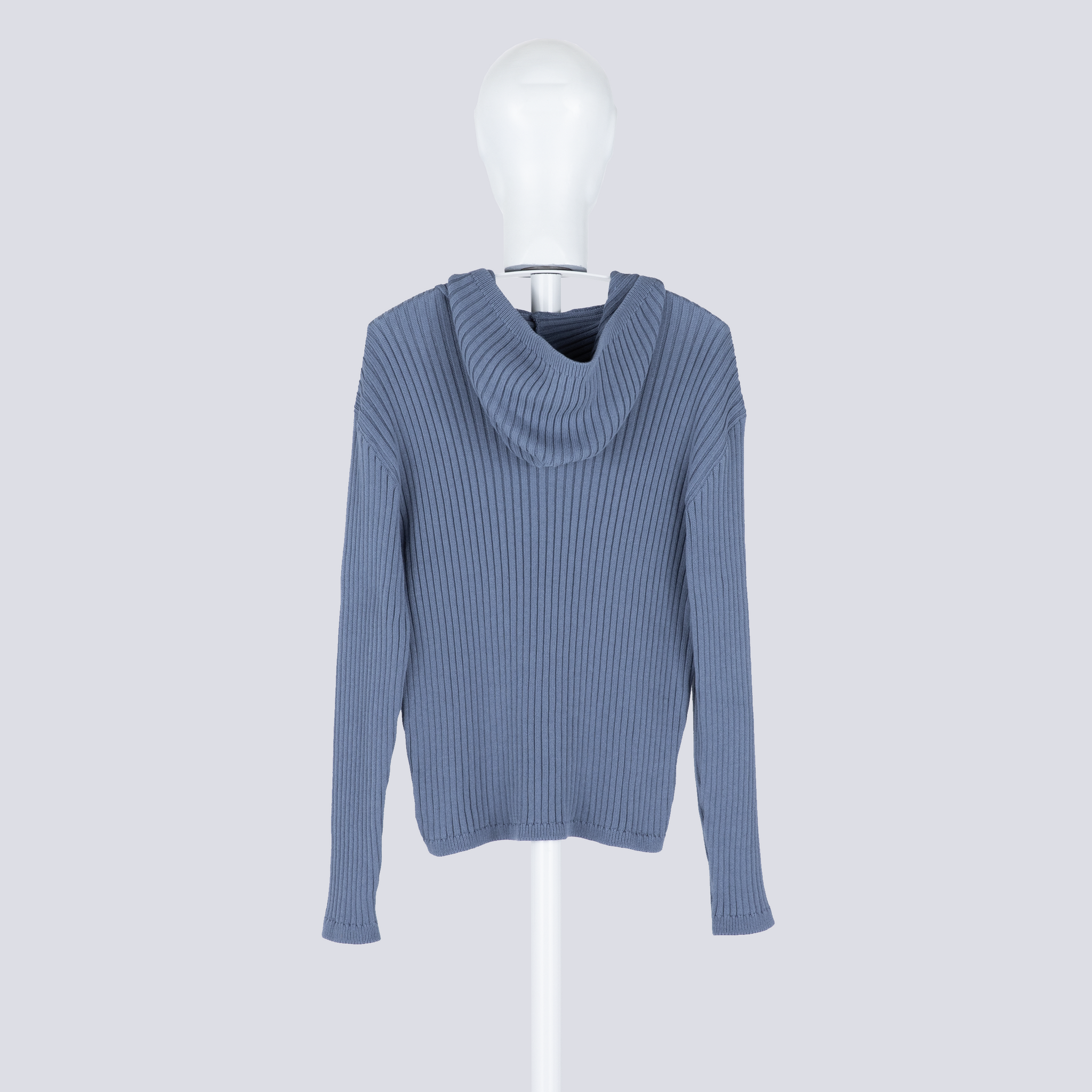 KNIT HOODIE COLD BLUE