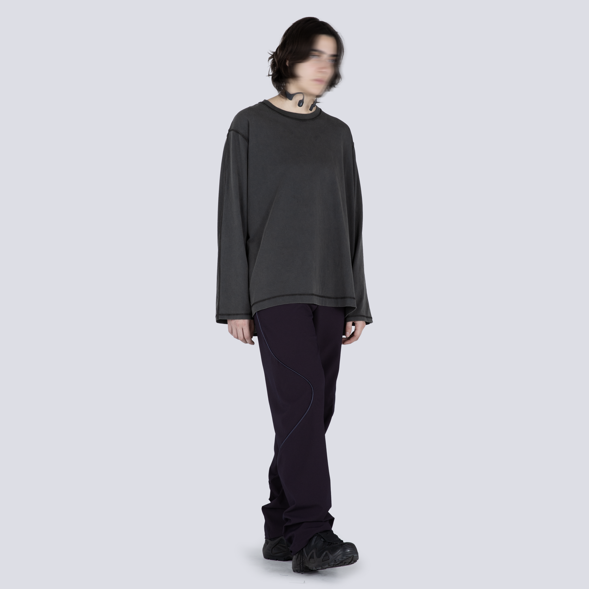 MICRO LOGO L/S T-SHIRTS WASHED BLACK