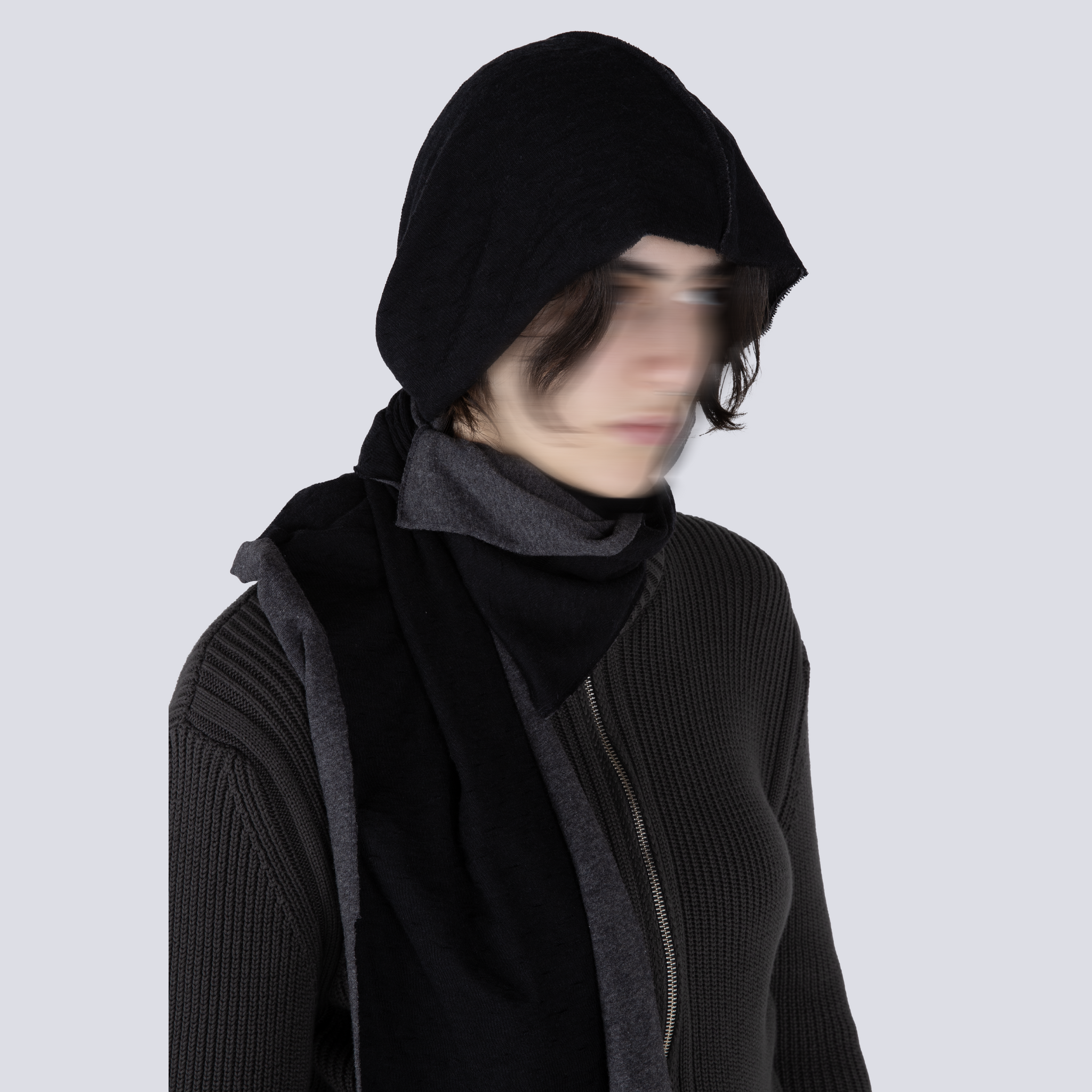 SCARF HOOD BLACK/GREY